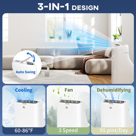 14000 BTU Portable AC – Dual Hose, Inverter, Cool/Dehumidify/Fan, for 700 Sq. Ft, with Window Kit