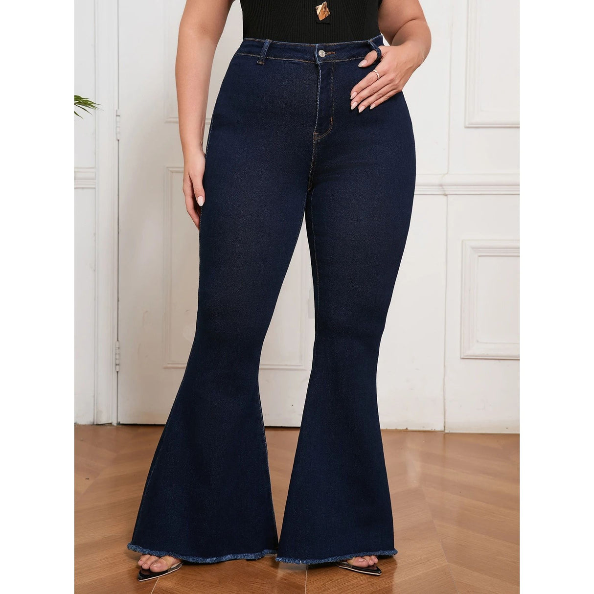 Curvy Fit High Waisted Flared Jeans For Women Plus Size Sret