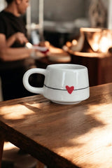 Handmade Ceramic Heart Mug – Valentine’s Day Gift Coffee & Tea Cup | Romantic Love Mug for Couples